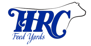 Hrc feed yards logo showcases Hereford cattle.