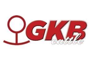 The logo for gkb cattle at the Junior National Hereford Expo.